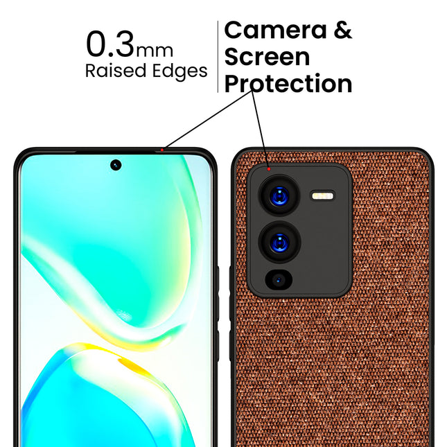 Kapa Soft Fabric & Leather Hybrid Protective Case Cover for Vivo V25 PRO (5G) (Brown)