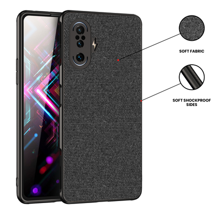Soft Full Fabric Protective Back Case Cover for Poco F3 GT (Black) - Mobizang