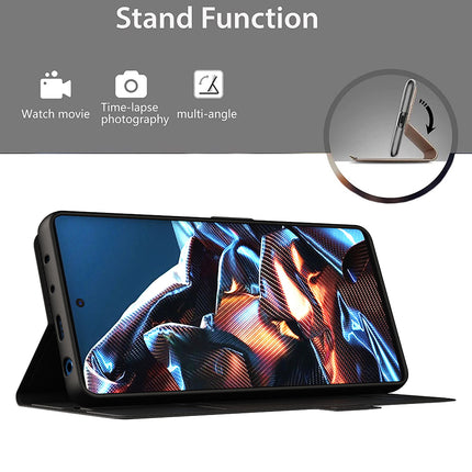 Kapa Noble Slim Magnetic Leather Flip Case Cover for Poco X5 PRO | Card Holder Stand Leather Flip Wallet Case (Black) - Mobizang