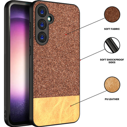 Kapa Soft Fabric & Leather Hybrid Protective Back Cover for Samsung Galaxy S23 FE | Shockproof Slim Hard Anti Slip Back Case (Brown)