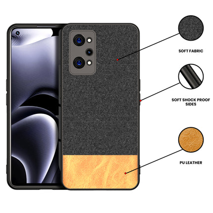 Soft Fabric & Leather Hybrid Protective Case Cover for Realme GT Neo 2 (Black,Brown)