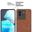 Kapa Soft Fabric & Leather Hybrid Protective Case Cover for Vivo IQOO Neo 6 (5G) (Brown)