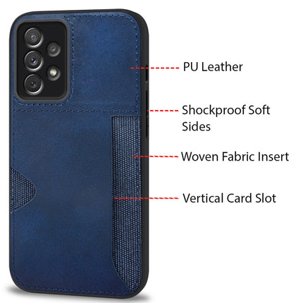 Kapa Razor Wallet Back Case for Samsung Galaxy A73 (5G) | Slim PU Leather & Fabric Cover with Inbuilt Card Pocket (Blue)