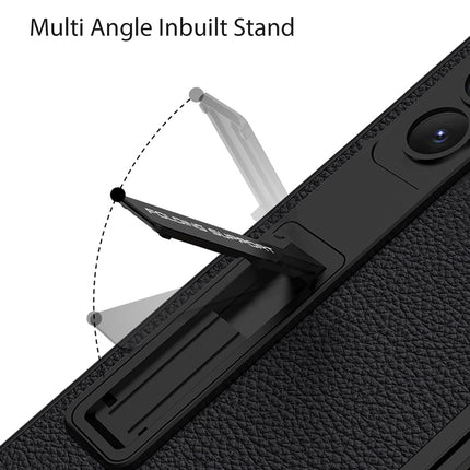Kapa Leather Case for Samsung Galaxy Z Fold 5 | Inbuilt Stand Hybrid Back Cover (Black) - Mobizang