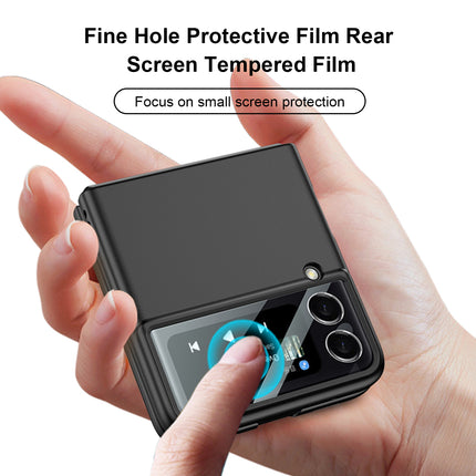 Ultra Thin Back Case for Samsung Galaxy Z Flip 3 , Inbuilt Glass Window Back Cover , Black - Mobizang