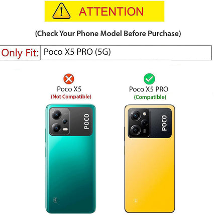 Kapa Soft Fabric & Leather Hybrid for Poco X5 PRO Back Cover | Shockproof Hybrid Slim Hard Anti Slip Back Case (Black, Brown)