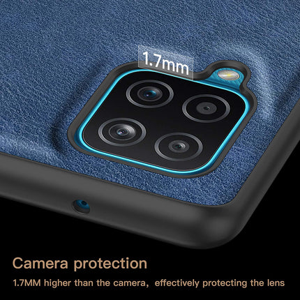 Tux Back Case for Samsung Galaxy A12 / F12 / M12 , Slim Leather Case with Soft Edge Shockproof Back Cover (Blue) - Mobizang