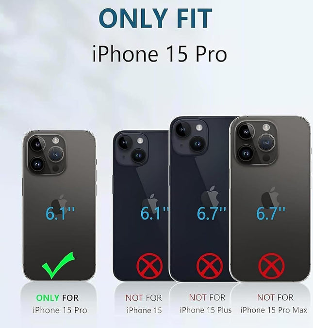 Kapa Noble Slim Magnetic Leather Flip Case Cover for Apple iPhone 15 Pro | Card Holder Stand Leather Flip Wallet Case (Blue)