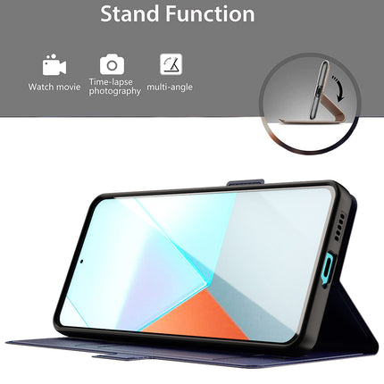 Kapa Noble Slim Magnetic Leather Flip Case Cover for Poco X6 PRO / Redmi Note 13 PRO | Card Holder Stand Leather Flip Wallet Case (Blue) - Mobizang