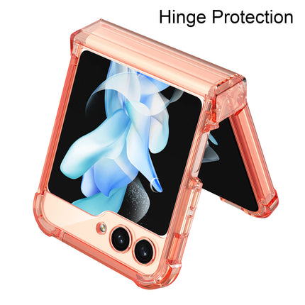 Kapa Clear Airbag With Hinge Protection Back Case for Samsung Galaxy Flip5 / Z Flip 5 | Transparent Shockproof Slim Hard Protective Cover (Orange) - Mobizang