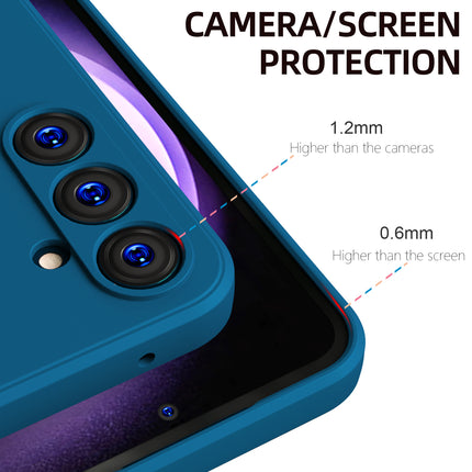 Kapa Matte Protective Lens Flexible Back Cover for Samsung Galaxy S23 FE | Slim Silicone with Soft Lining Shockproof Full Body Bumper Case (Blue) - Mobizang