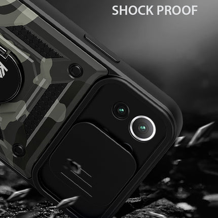 Tank Back Cover for Xiaomi Mi 11 Lite , Inbuilt Ring & Slider [Military Grade Protection] Shockproof Lens Protection Case (Black) - Mobizang