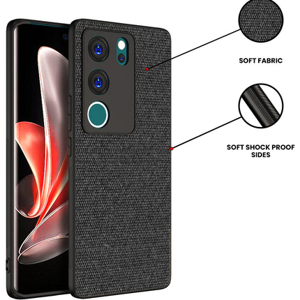 Kapa Soft Full Fabric Protective Back Case Cover for Vivo V29 (5G) / Vivo V29 Pro (5G) | Shockproof Slim Hard Anti Slip Back Case (Black)