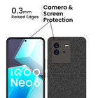 Kapa Soft Fabric & Leather Hybrid Protective Case Cover for Vivo IQOO Neo 6 (5G) (Black,Blue)