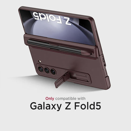Kapa Magnetic Hinge Case for Samsung Galaxy Z Fold 5 | Inbuilt S-Pen Holder Stand Hybrid Back Cover (Wine Red)