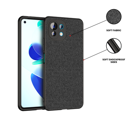Soft Full Fabric Protective Back Case Cover for Xiaomi Mi 11 Lite (Black)