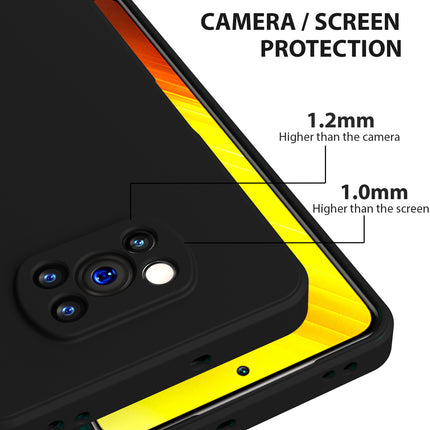 Matte Lens Protective Back Cover for Poco X3 Pro / Poco X3 , Slim Silicone with Soft Lining Shockproof Flexible Full Body Bumper Case , Black - Mobizang