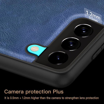 Tux Back Case For Samsung Galaxy S21 FE , Slim Leather Case with Soft Edge Shockproof Back Cover (Blue)