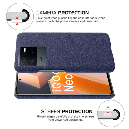 Kapa Woven Soft Fabric Case for Vivo IQOO Neo 6 (5G) Back Cover,  Shock Protection Slim Hard Anti Slip Back Cover (Blue)