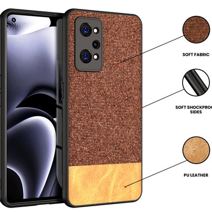 Kapa Soft Fabric & Leather Hybrid Protective Case Cover for Realme GT NEO 3T (Brown)