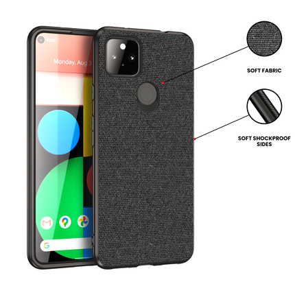 Soft Full Fabric Protective Back Case Cover for Google Pixel 5A (Black)