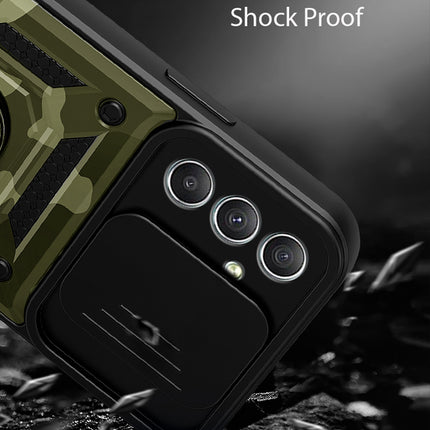 Kapa Tank Back Cover for Samsung Galaxy A54 (5G) | Inbuilt Ring + Slider Shockproof Lens Protection Case (Green)