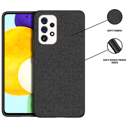 Soft Fabric Hybrid for Samsung Galaxy A53 (5G) Back Cover, Shockproof Protection Slim Hard Back Case (Black)