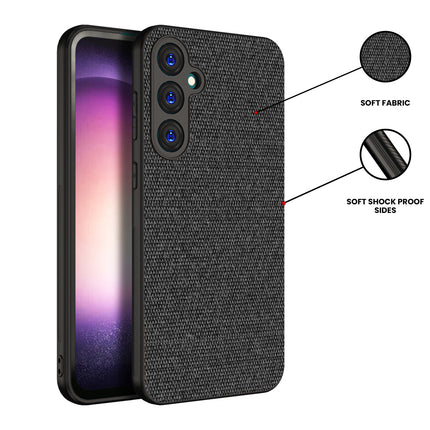 Kapa Soft Full Fabric Protective Back Case Cover for Samsung Galaxy S23 FE | Shockproof Slim Hard Anti Slip Back Case (Black)