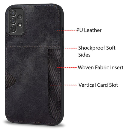 Kapa Razor Wallet Back Case for Samsung Galaxy A73 (5G) , Slim PU Leather & Fabric Cover With Inbuilt Card Pocket (Black)