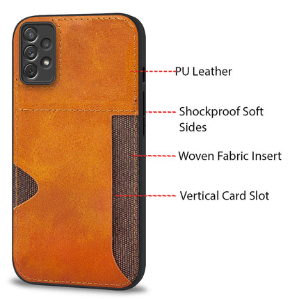 Kapa Razor Wallet Back Case for Samsung Galaxy A73 (5G) , Slim PU Leather & Fabric Cover With Inbuilt Card Pocket (Brown)