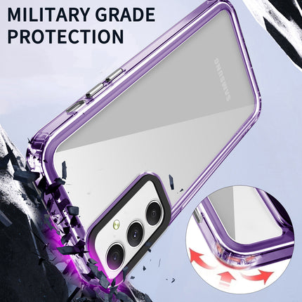 Kapa Warrior Acrylic Clear Back Cover For Samsung Galaxy A25 | Slim Shockproof [Military Grade Protection] Hybrid Bumper Case (Purple Sides)
