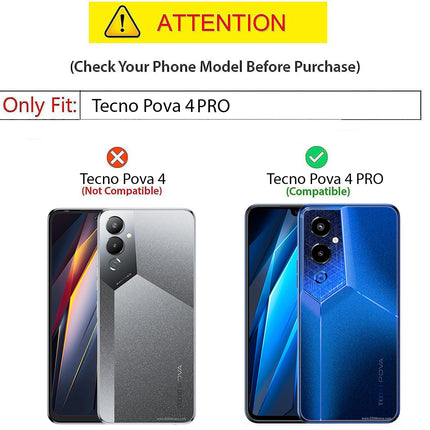 Kapa Tank Back Cover for Tecno Pova 4 Pro | Inbuilt Ring + Slider Shockproof Lens Protection Case (Black)