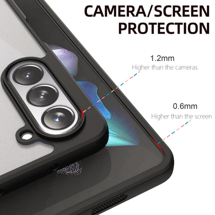Kapa Hawkeye Clear Back Cover for Samsung Galaxy Z Fold 5 | Camera Lens Protector Shockproof Slim Clear Case Cover (Black Sides) - Mobizang