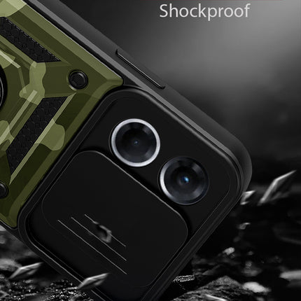 Kapa Tank Back Cover for Oppo F21 Pro (4G) , Ring + Slider Shockproof Lens Protection Case (Green)