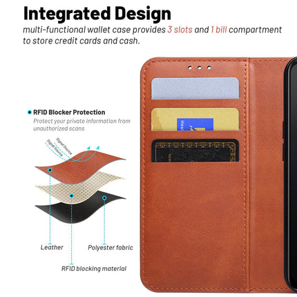Kapa Prime Slim Magnetic Flip Cover for Vivo V27/ V27 PRO | PU Leather Shockproof Folio Case with Card Holders RFID Blocking Kickstand (Brown)