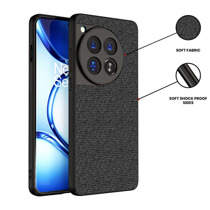 Kapa Soft Full Fabric Protective Back Case Cover for OnePlus 12 | Shockproof Slim Hard Anti Slip Back Case (Black)