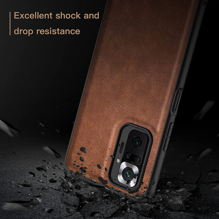 Tux Back Case for Xiaomi Redmi Note 10 Pro /  Note 10 Pro Max , Slim Leather Case with Soft Edge Shockproof Back Cover (Brown) - Mobizang