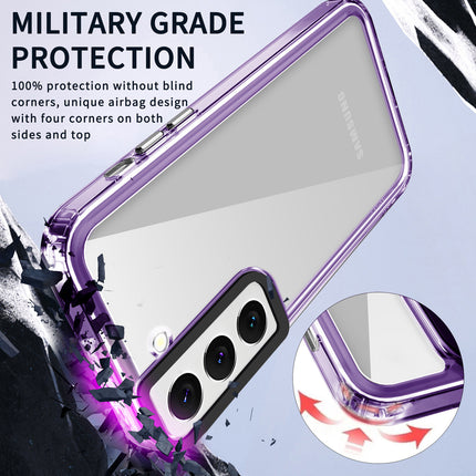Kapa Warrior Acrylic Clear Back Cover For Samsung Galaxy S23 Plus | Slim Shockproof [Military Grade Protection] Hybrid Bumper Case (Purple Sides)