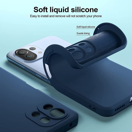 Matte Lens Protective Back Cover for Xiaomi Mi 11 Lite , Slim Silicone with Soft Lining Shockproof Flexible Full Body Bumper Case , Blue