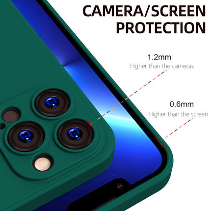 Matte Lens Protective Back Cover for Apple iPhone 13 Pro Max (6.7) , Slim Silicone with Soft Lining Shockproof Flexible Full Body Bumper Case (Green)