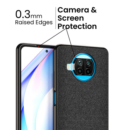 Kapa Soft Fabric & Leather Hybrid Protective Back Cover for Mi 10i | Shockproof Slim Hard Anti Slip Back Case (Black::Brown)