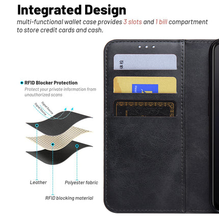 Kapa Prime Slim Magnetic Flip Cover for Vivo V27/ V27 PRO | PU Leather Shockproof Folio Case with Card Holders RFID Blocking Kickstand (Black)