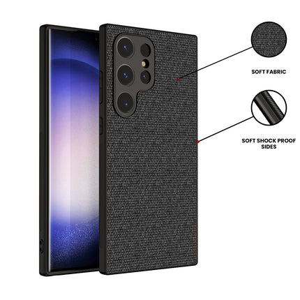 Kapa Soft Full Fabric Protective Back Case Cover for Samsung Galaxy S24 ULTRA | Shockproof Slim Hard Anti Slip Back Case (Black) - Mobizang