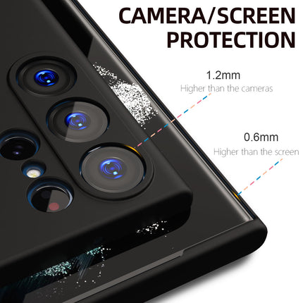 Kapa Matte Protective Lens Flexible Back Cover for Samsung Galaxy S23 Ultra , Slim Silicone with Soft Lining Shockproof Full Body Bumper Case (Black)