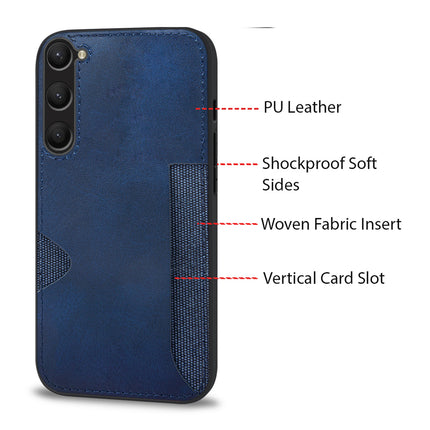 Kapa Razor Wallet Back Case for Samsung Galaxy S23 Plus | Slim PU Leather & Fabric Cover with Inbuilt Card Pocket (Blue) - Mobizang