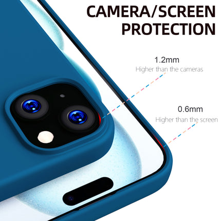 Kapa Matte Protective Lens Flexible Back Cover for Apple iPhone 15 Plus | Slim Silicone with Soft Lining Shockproof Full Body Bumper Case (Blue)