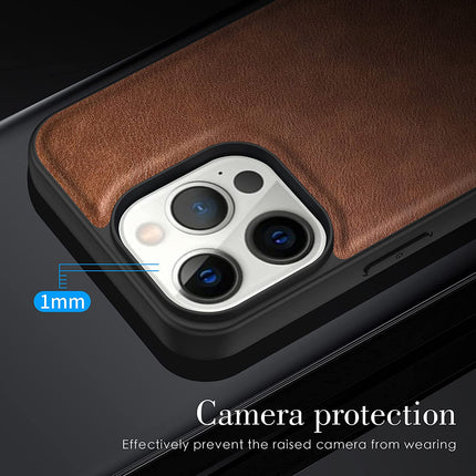 Kapa Tux Back Case for Apple iPhone 14 Pro , Slim Leather Shockproof Camera Protection Back Cover (Brown)