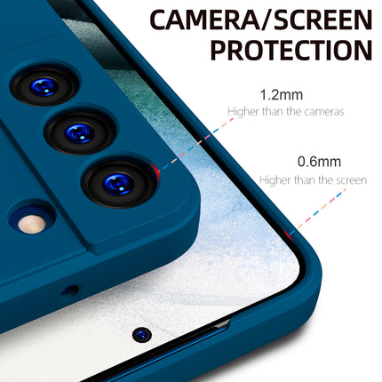 Matte Lens Protective Back Cover for Samsung Galaxy S22, Slim Silicone with Soft Lining Shockproof Flexible Full Body Bumper Case (Blue) - Mobizang