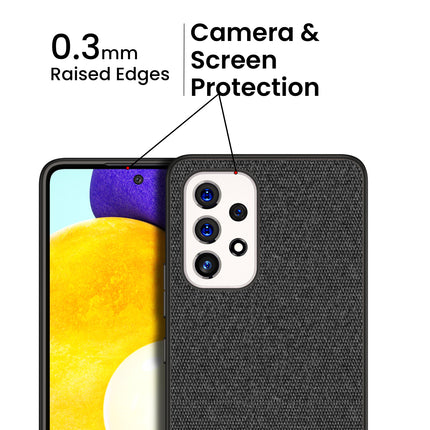 Soft Fabric Hybrid for Samsung Galaxy A53 (5G) Back Cover, Shockproof Protection Slim Hard Back Case (Black)