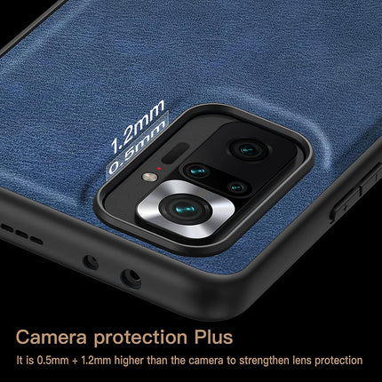 Tux Back Case for Xiaomi Redmi Note 10 Pro /  Note 10 Pro Max , Slim Leather Case with Soft Edge Shockproof Back Cover (Blue) - Mobizang
